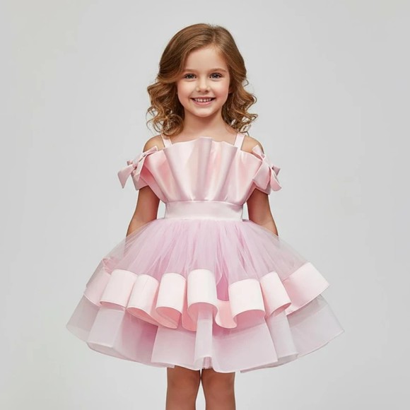 تصویر پیراهن دخترانه مدل مجلسی پفی پرنسسی